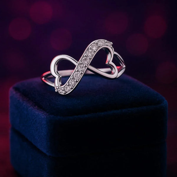 Infinity double heart ring 0.20 (ctw) in 10k white gold