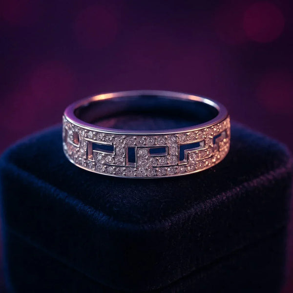 Greek key anniversary wedding band 0.20 (ctw) in 10k yellow gold
