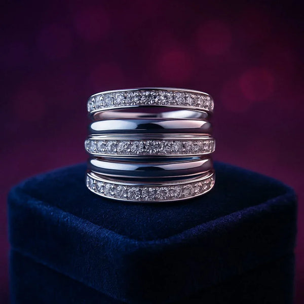 5 Row cocktail ring 0.30 (ctw) in white & yellow 10k gold