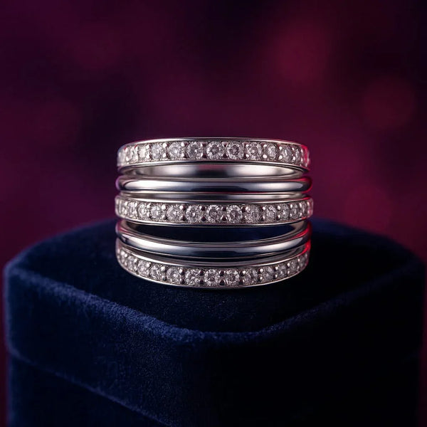 Fancy 5 row cocktail ring 0.33 (ctw) in 10k white gold