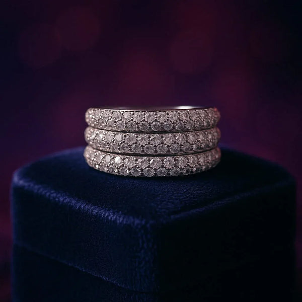 Wave design pave diamond ring 1.70 (ctw) in 14k white gold