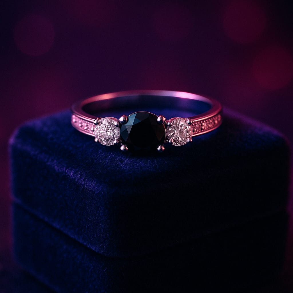 3 stone black & white diamond ring 0.46 (ctw) in 14k gold
