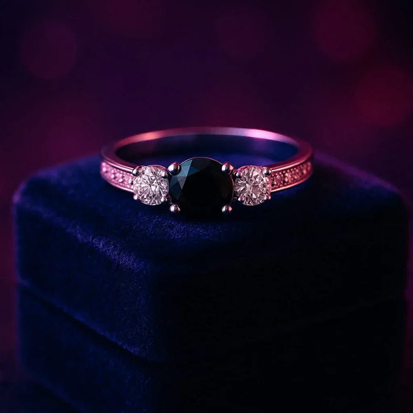 3 stone black & white diamond ring 0.46 (ctw) in 14k gold