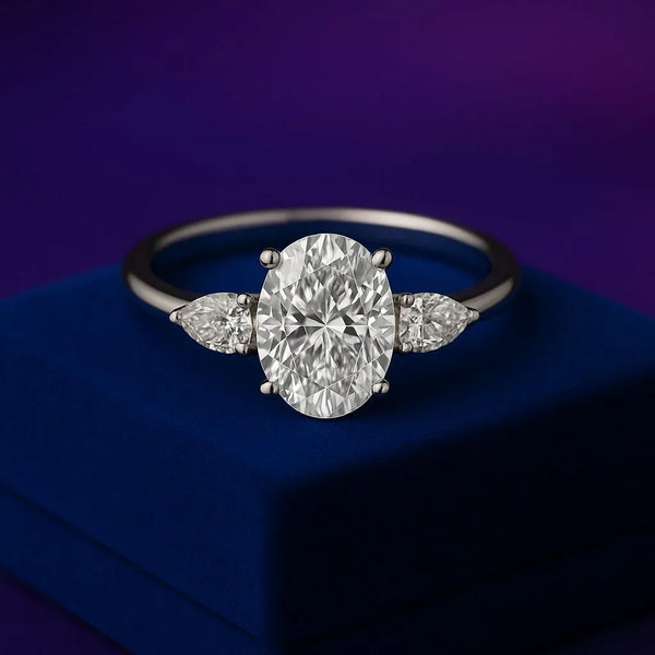 Oval pear trinity ring Lab-Grown diamond 2.56 (ctw) in 14k gold