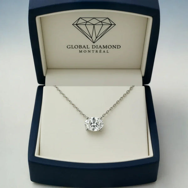 Oval 1.00 Carat (ctw) Lab-Grown Diamond diamond solitaire Pendant in 14k Gold