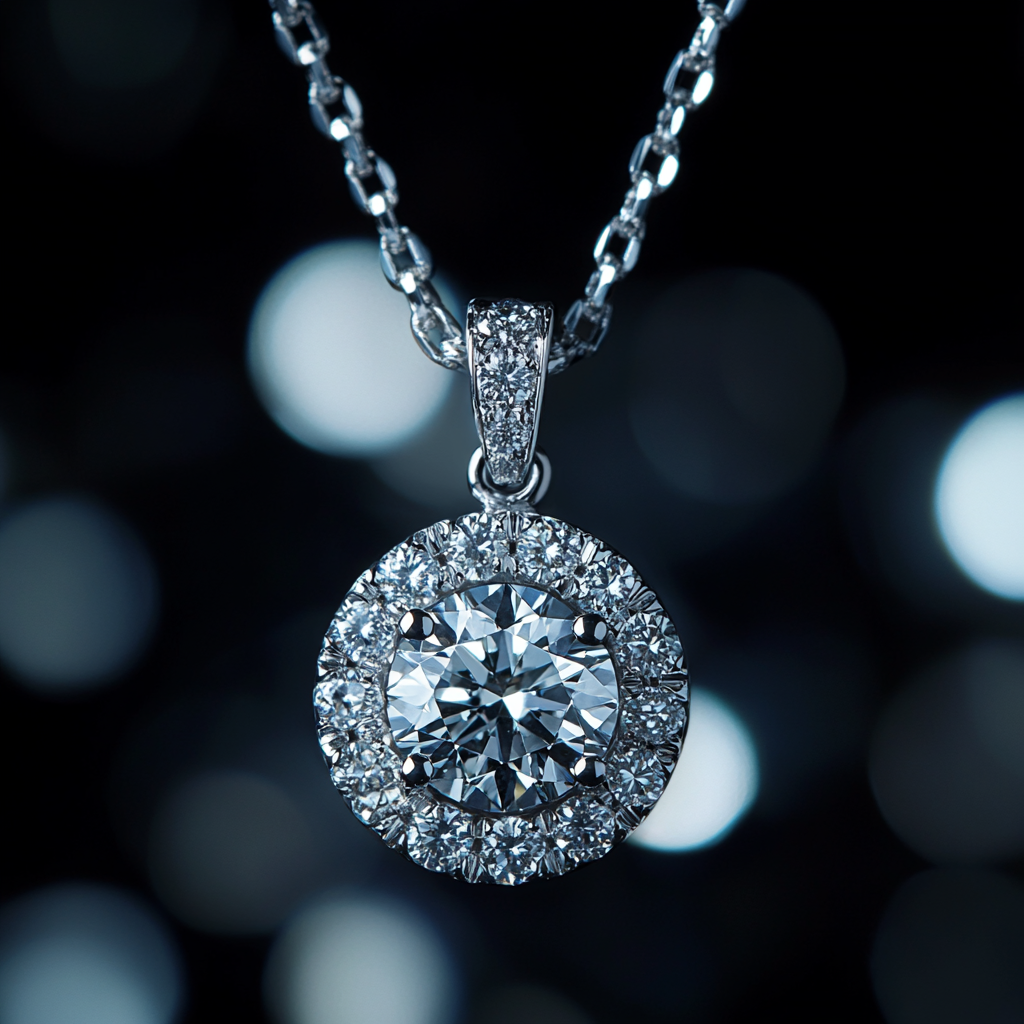1.27 Carat (ctw) Halo Diamond Pendant in 14k White Gold