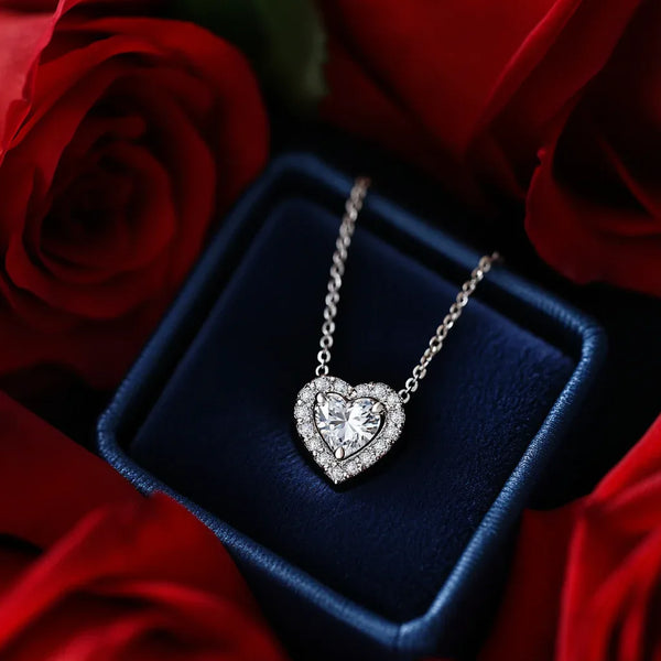 14k heart shaped pendant with lab-grown diamond 0.35 (ctw) | 16″ Chain included