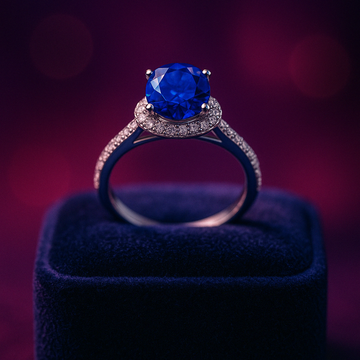 Pear shape tanzanite 1.00 CT 0.54 CT Diamonds halo ring 14k white gold