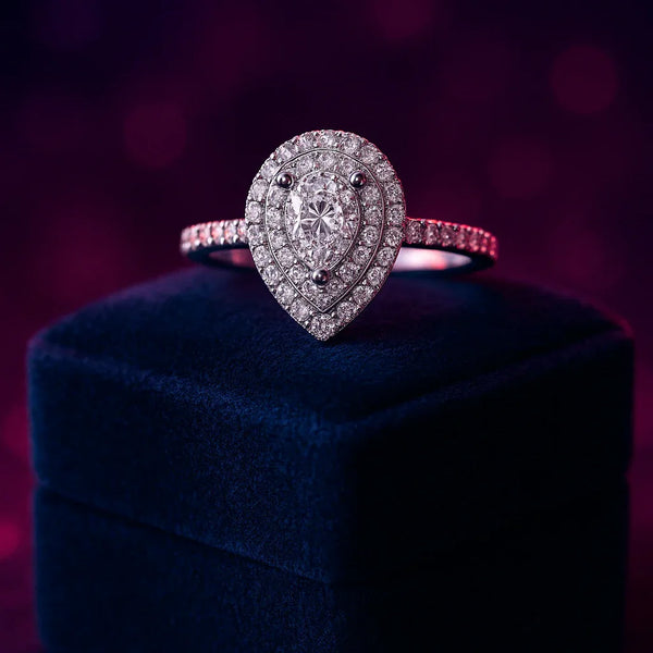 Pear shape lab-grown halo engagement ring 1.24 (ctw) 14k gold