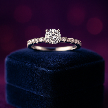 0.51 Carat Center Stone with 0.34 Carat Side Stones (ctw) Lab-Grown Solitaire Diamond Ring in 14k Gold