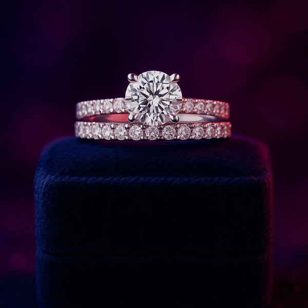 Natural diamond wedding set 1.63 (ctw) 14k white gold