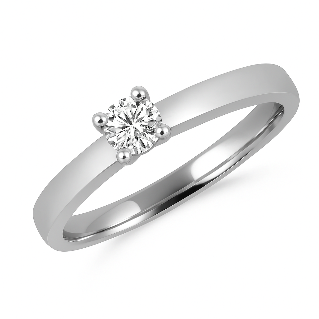 Bague de fiançailles solitaire frappante 0,15 (ctw) en or blanc 14 carats