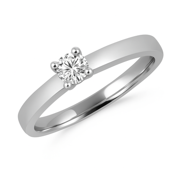 Bague de fiançailles solitaire frappante 0,15 (ctw) en or blanc 14 carats