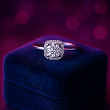 Elegant natural diamond halo ring 0.36 (ctw) 14k white gold