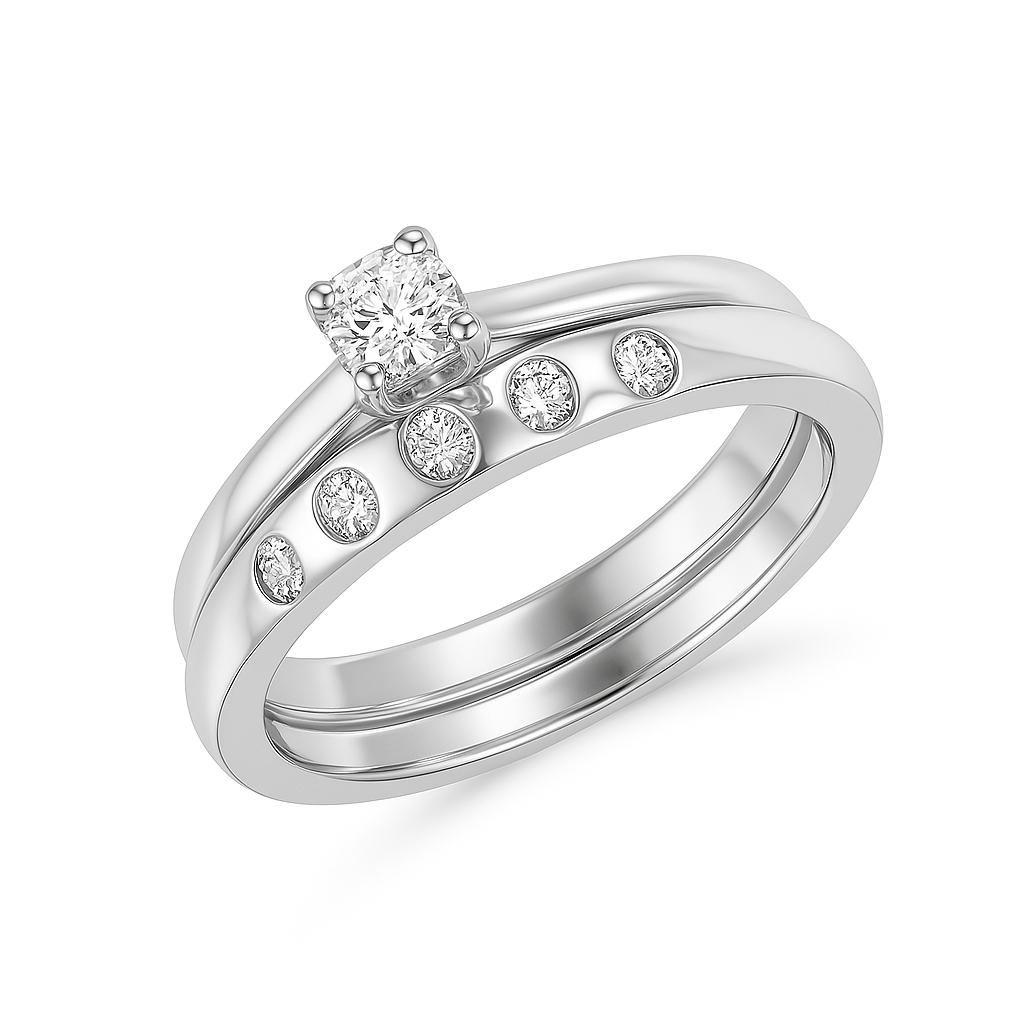 Round lab-grown diamond solitaire bridal set 0.35 (ctw) 10k gold