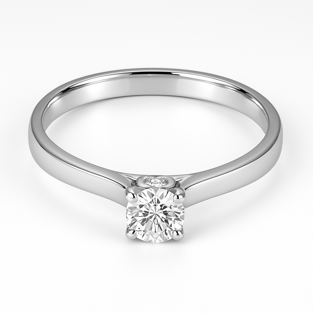 Round solitaire 0.30 carat diamond engagement ring 14k white gold
