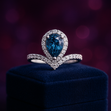 Pear shape blue white lab-grown diamond ring 1.78 (ctw) 14k gold