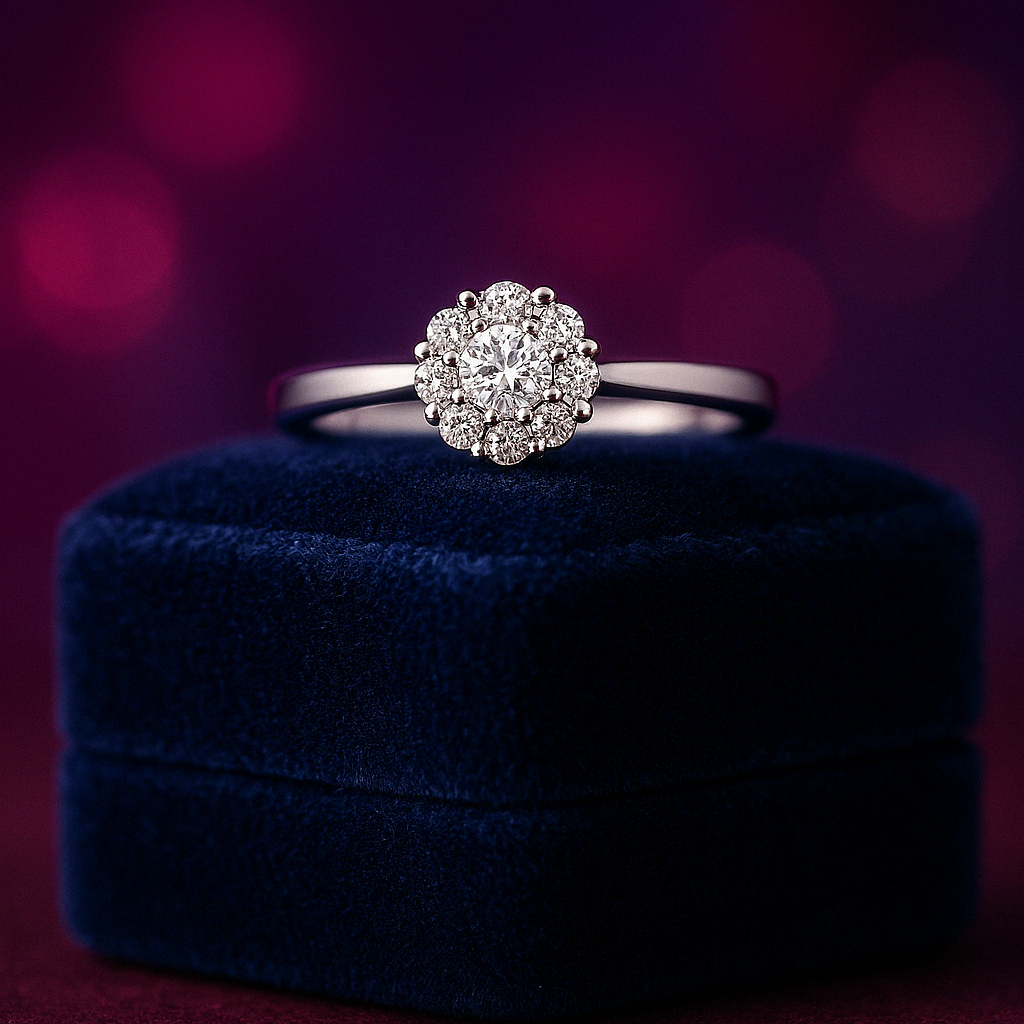 Bague de fiançailles solitaire taille ronde 0,22 (ctw) en or blanc 14 carats