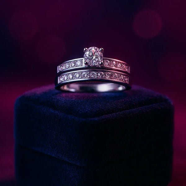 Engagement ring & wedding band bridal set 0.32 (ctw) in 14k gold