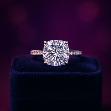 Vintage Cushion cut lab-grown solitaire diamond ring 5.23 (ctw) in 14k gold