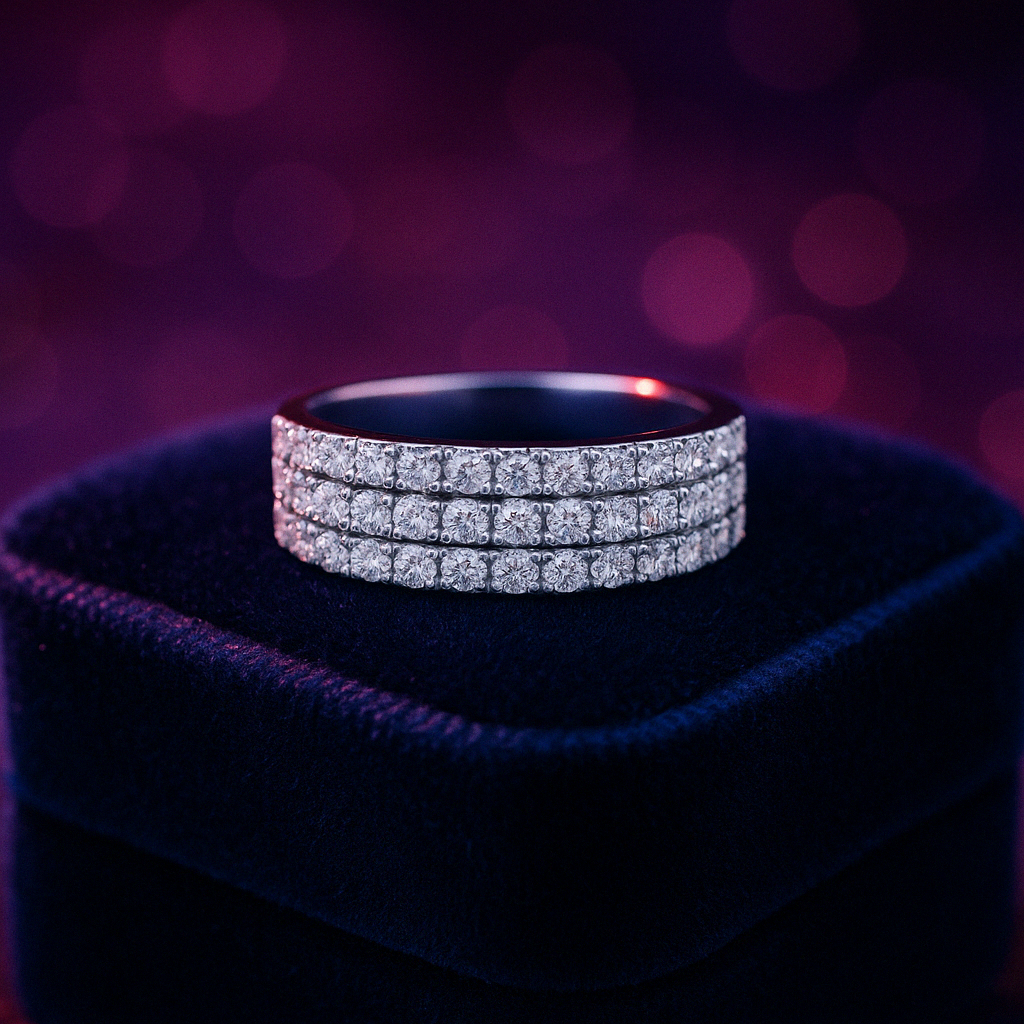 Bague diamant d'affection semi-éternité 0,40 (ct) en or blanc 14 carats