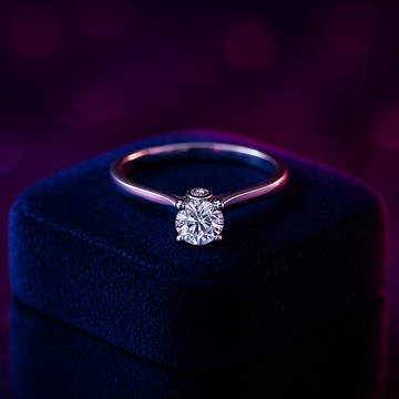 Round solitaire 0.30 carat diamond engagement ring 14k white gold