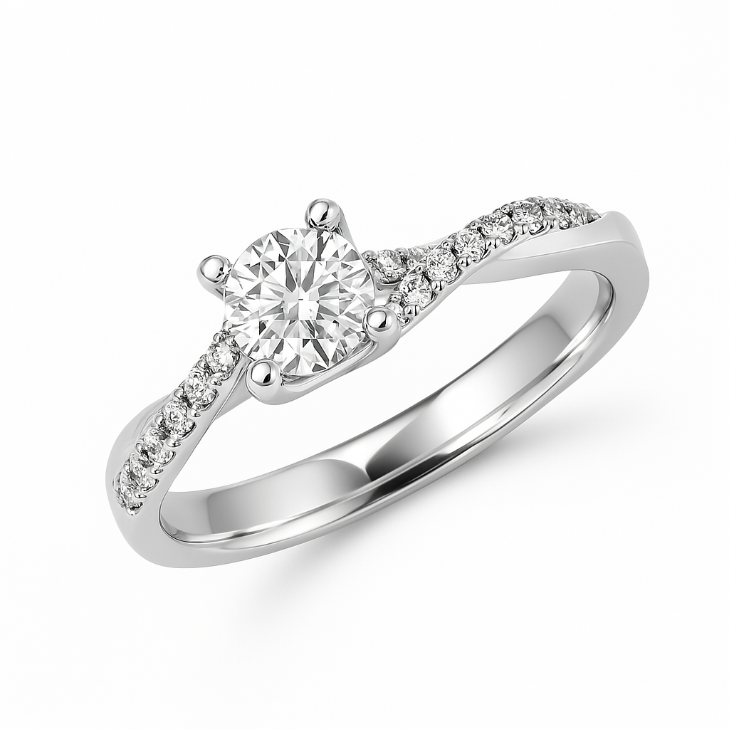 0.62 Carat (ctw)Natural Diamond Ring in 14k white Gold