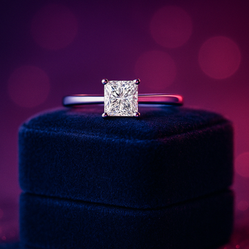 0.50 Carat (ctw) Princess Solitaire natural Diamond Ring in 14k Gold