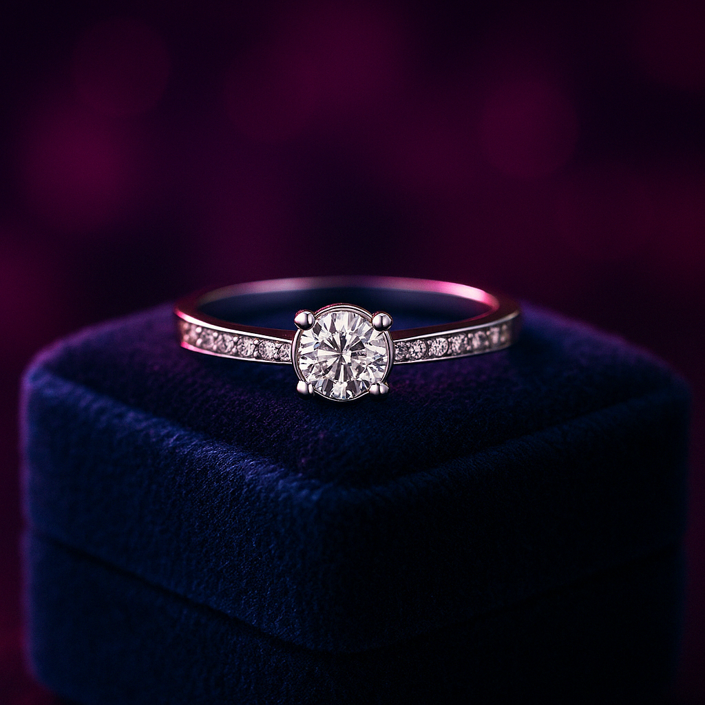 Sleek brilliant engagement ring 0.22 (ctw) in 14k white gold