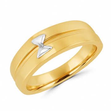 Round diamond solitaire men’s stylish ring in yellow gold