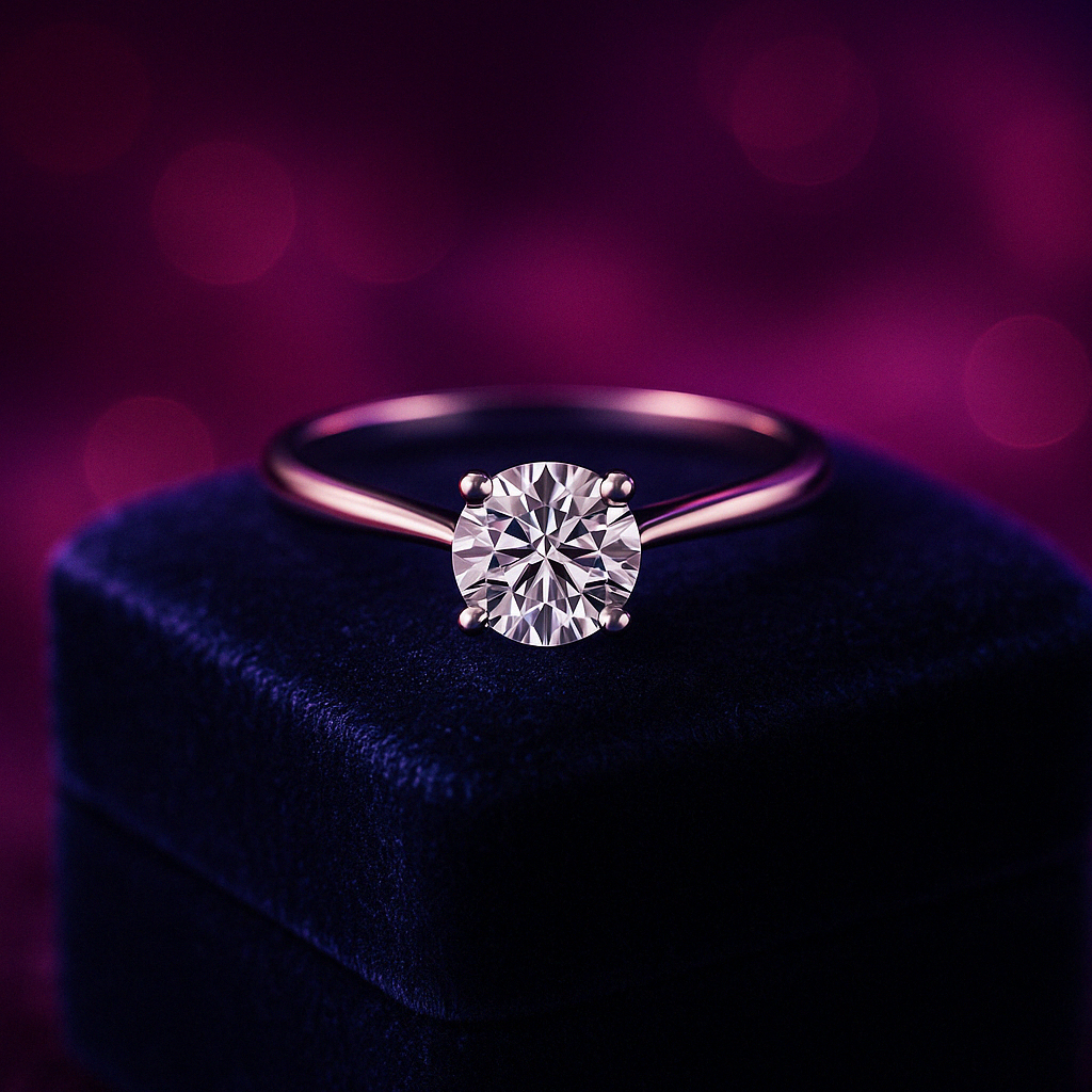 Bague solitaire cultivée en laboratoire taille coussin 1,00 (ctw) en or super blanc 19 carats