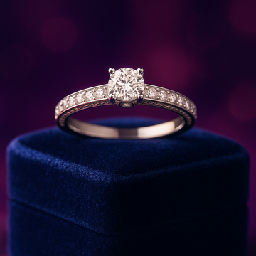 Bague de fiançailles précieuse 0,51 (ctw) en or blanc 14 carats 