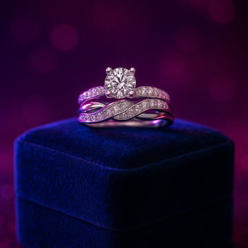 Twisted diamond bridal set 0.72 (ctw) in 14k white gold