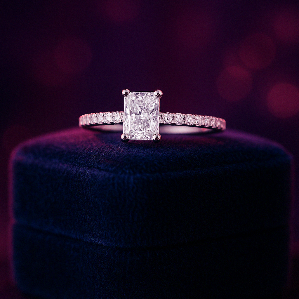 Diamant solitaire cultivé en laboratoire taille radiant 0,69 (ct) en or 14 carats 