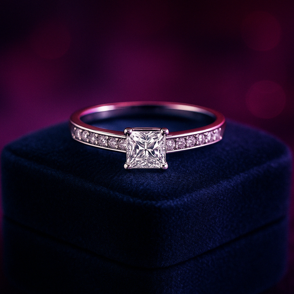 Princess cut lab-grown solitaire diamond ring 0.64 (ctw) 14k gold