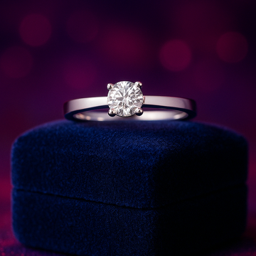 Round solitaire 0.3 carat diamond engagement ring 14k yellow gold