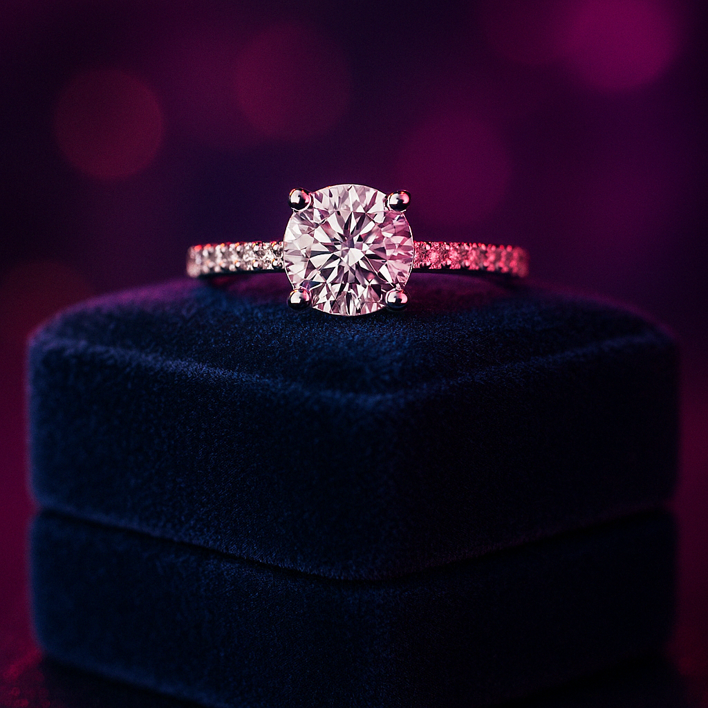 Bague à diamants synthétiques à halo caché 1,25 (ctw) en or 14 carats 