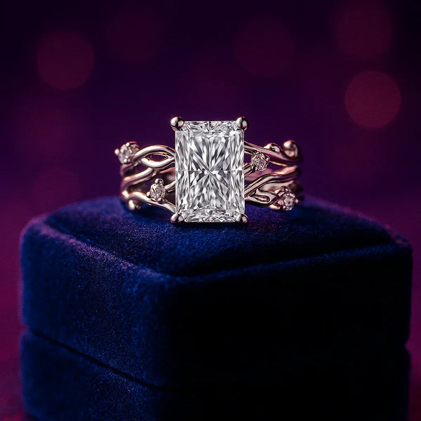 Wedding set Radiant cut lab-grown  diamond 2.70 (ctw) in 14k gold