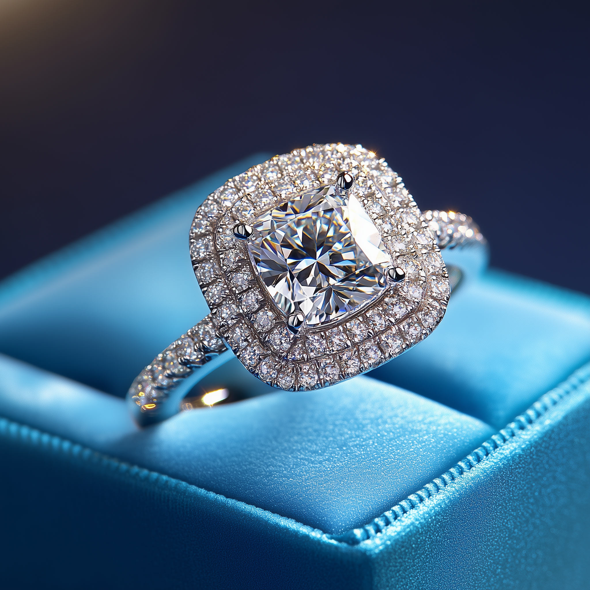 Cushion cut halo lab-grown diamond ring 1.12 (ctw) 14k gold