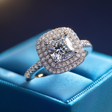 Cushion cut halo lab-grown diamond ring 1.12 (ctw) 14k gold