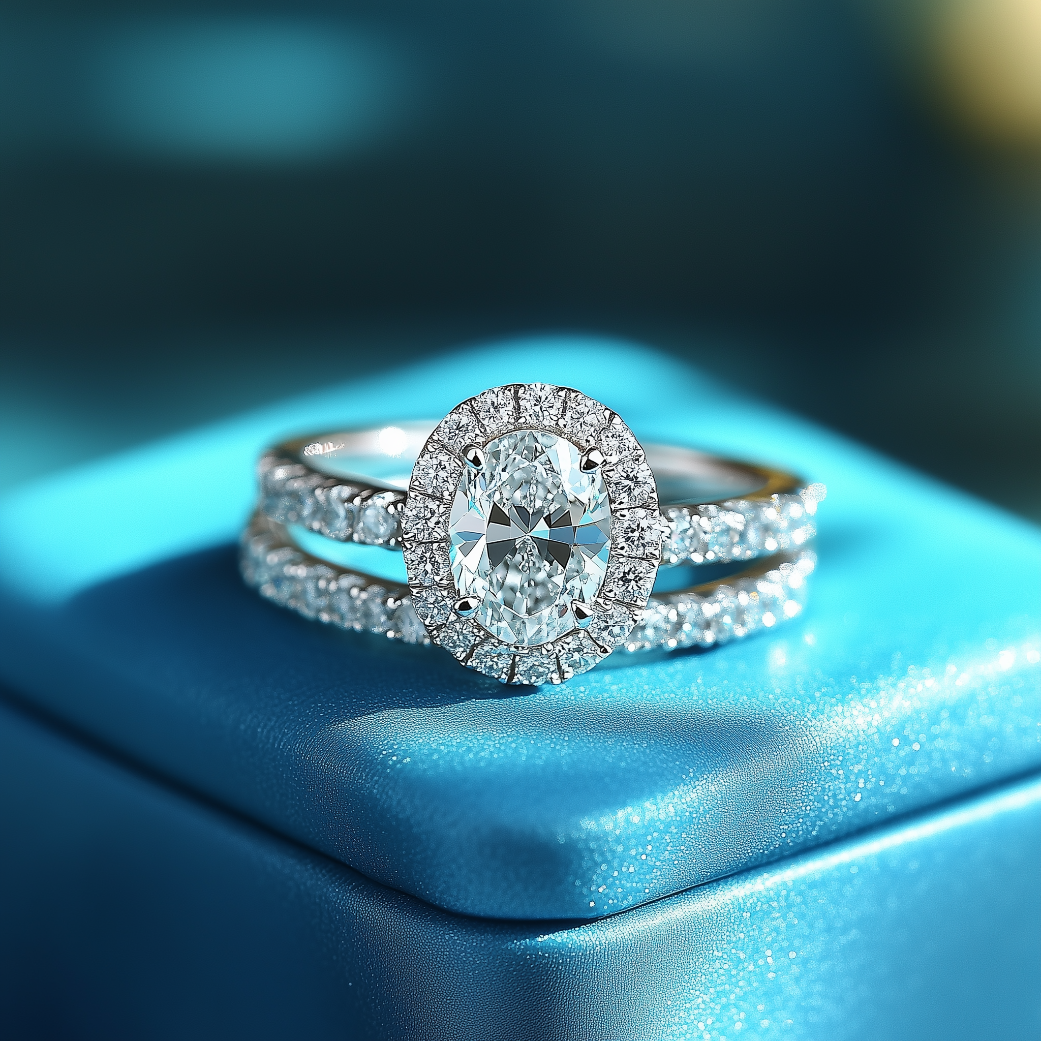 14k White Gold Oval Natural Diamond Solitaire Wedding Set, 1.34 Carat Total Weight (ctw).