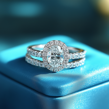 14k White Gold Oval Natural Diamond Solitaire Wedding Set, 1.34 Carat Total Weight (ctw).