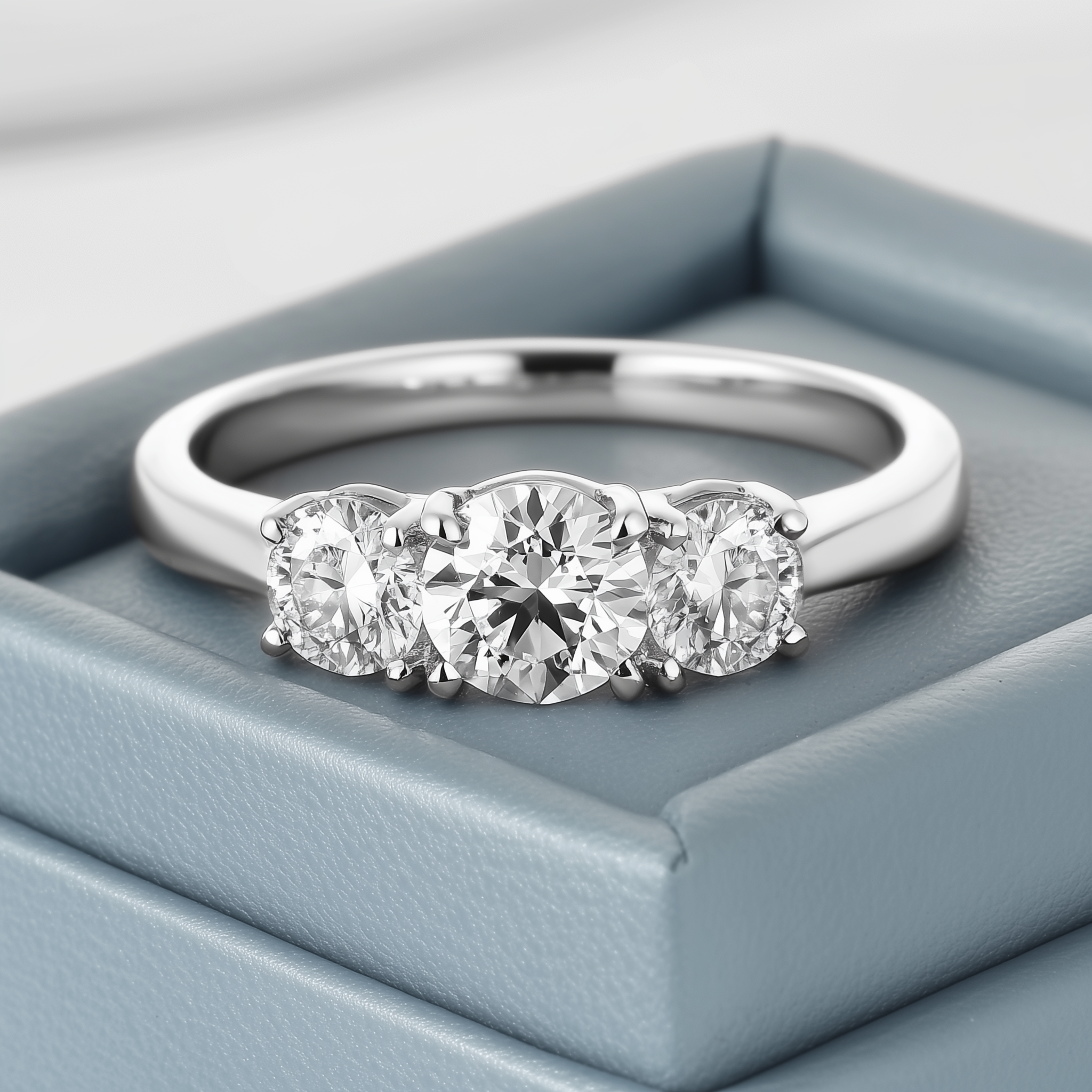 Bague classique avec diamants cultivés en laboratoire Trinity 1,56 (ctw) en or blanc 14 carats 