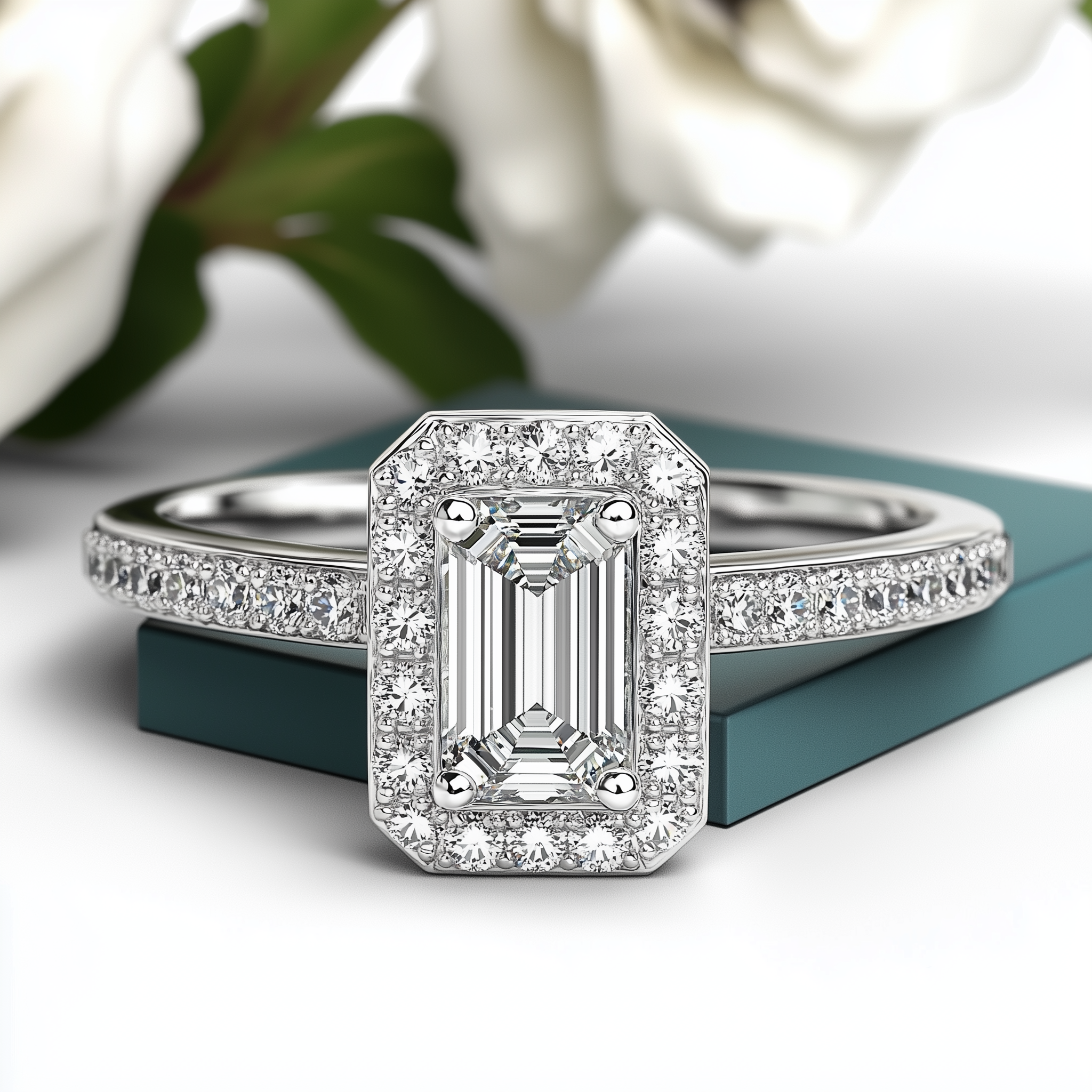 Lab-grown emerald cut engagement ring 1.57 (ctw ) 14k gold