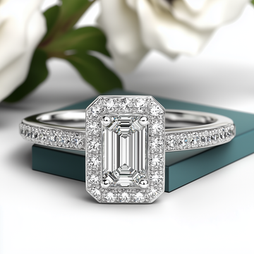 Lab-grown emerald cut engagement ring 1.57 (ctw ) 14k gold