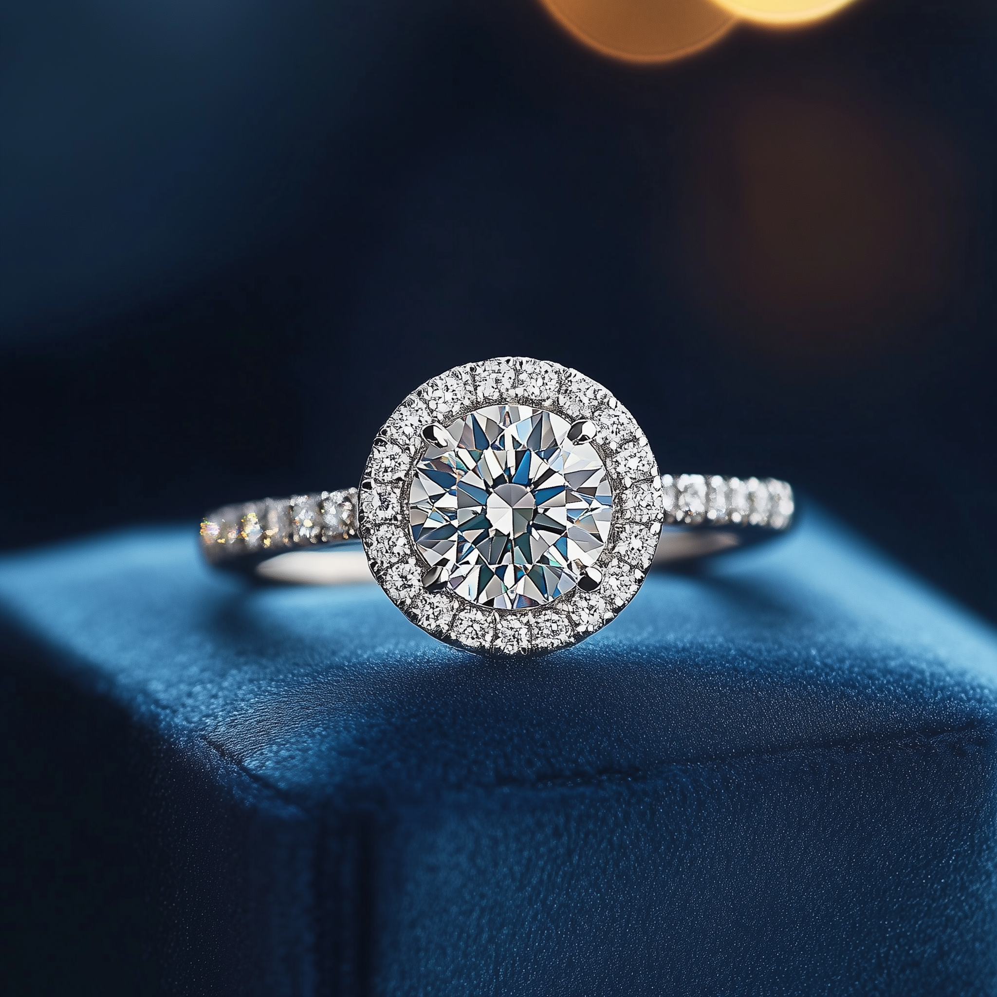 Bague de fiançailles Halo 0,40 (ctw) + centre CZ en or blanc 14 carats 