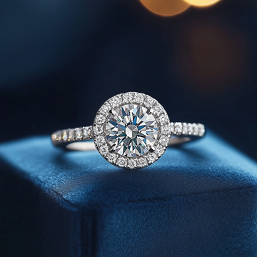 Bague de fiançailles Halo 0,40 (ctw) + centre CZ en or blanc 14 carats 